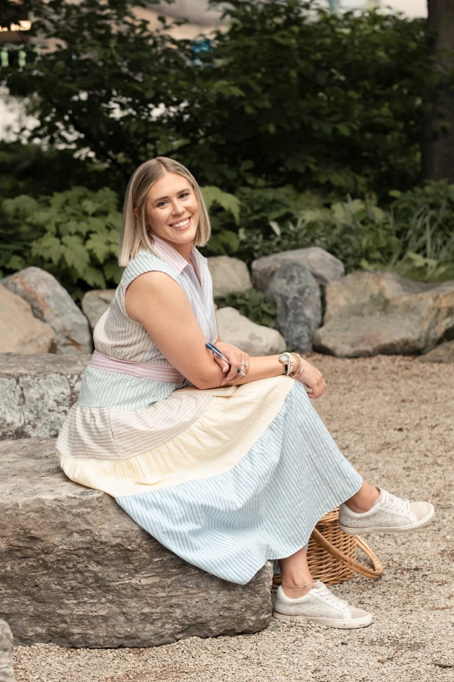 Rachael Smith, postpartum therapist, smiling outdoors